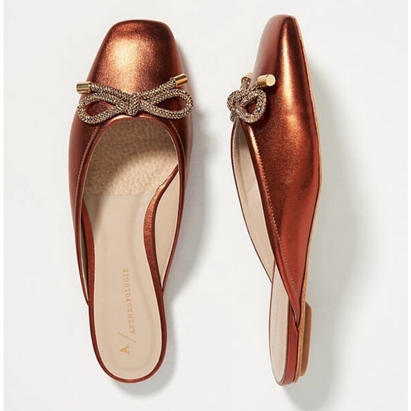 Anthropologie Ballet Mule Flat w/Metallic Bow - Picture 2 of 3